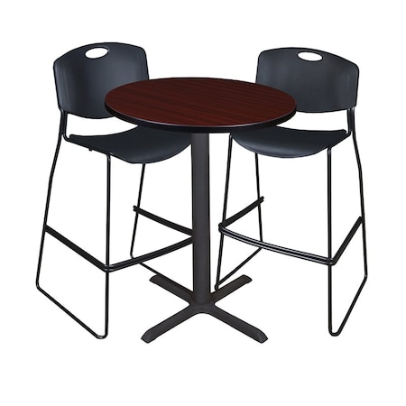 Cain Cain Caf e Table & Chair Sets, 30 W, 30 L, 42 H, Mahogany TCB30RNDMH4495BK